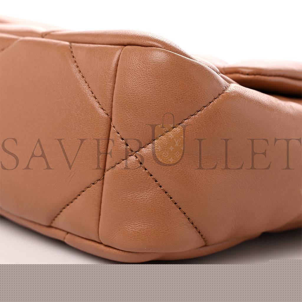 Ch*el master lambskin quilted medium Ch*el 19 flap brown as1160 (26*16*9cm)